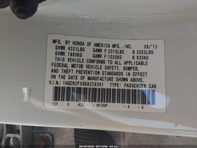 Продажа на аукционе авто 2013 Honda Accord Sport, vin: 1HGCR2F59DA228341, номер лота: 46135320