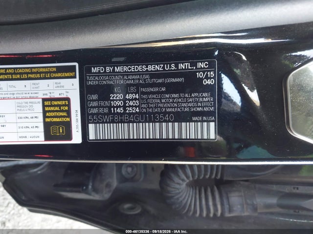Aukcja sprzedaży 2016 Mercedes-benz Amg C 63 S, vin: 55SWF8HB4GU113540, numer aukcji: 46135336