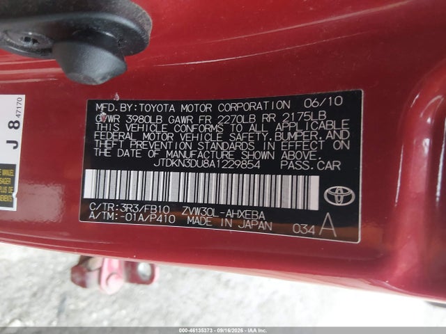 2010 Toyota Prius Ii მანქანა იყიდება აუქციონზე, vin: JTDKN3DU8A1229854, აუქციონის ნომერი: 46135373