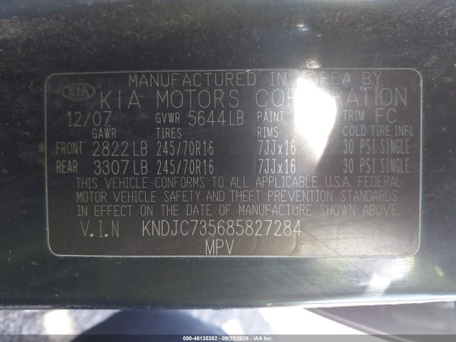 46135382 :رقم المزاد ، KNDJC735685827284 vin ، 2008 Kia Sorento Lx مزاد بيع