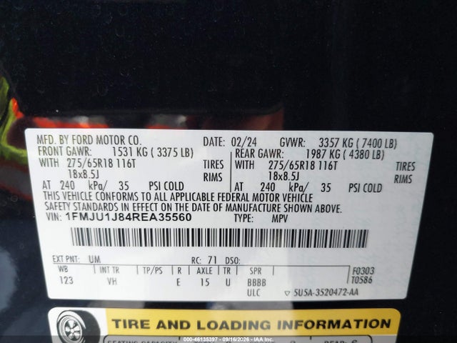 Aukcja sprzedaży 2024 Ford Expedition Xlt, vin: 1FMJU1J84REA35560, numer aukcji: 46135397