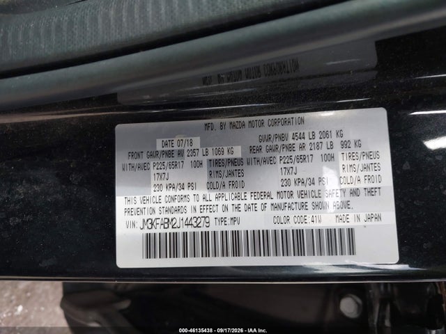 Продаж на аукціоні авто 2018 Mazda Cx-5 Sport, vin: JM3KFABM2J1443279, номер лоту: 46135438