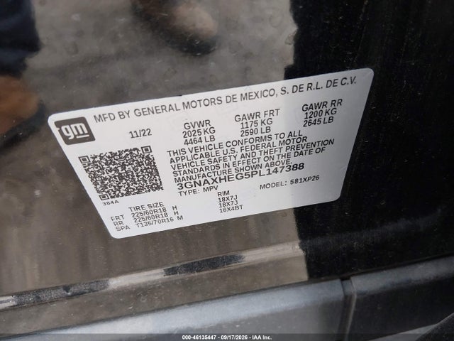 Продаж на аукціоні авто 2023 Chevrolet Equinox Fwd Ls, vin: 3GNAXHEG5PL147388, номер лоту: 46135447