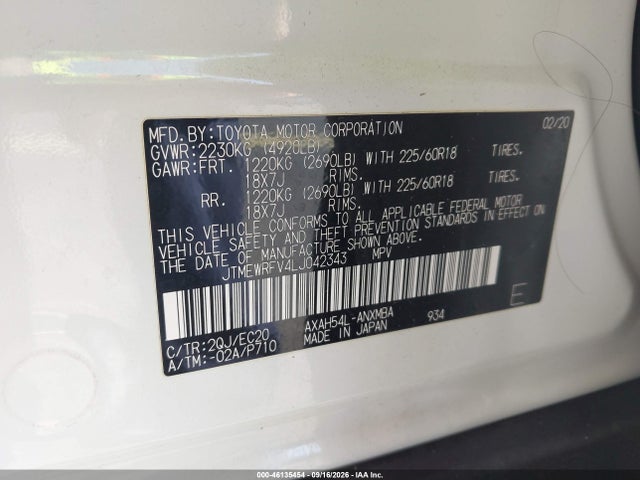 Продаж на аукціоні авто 2020 Toyota Rav4 Hybrid Xse, vin: JTMEWRFV4LJ042343, номер лоту: 46135454