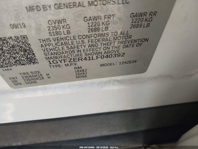Продажа на аукционе авто 2020 Cadillac Xt4 Fwd Sport, vin: 1GYFZER41LF040392, номер лота: 46135488