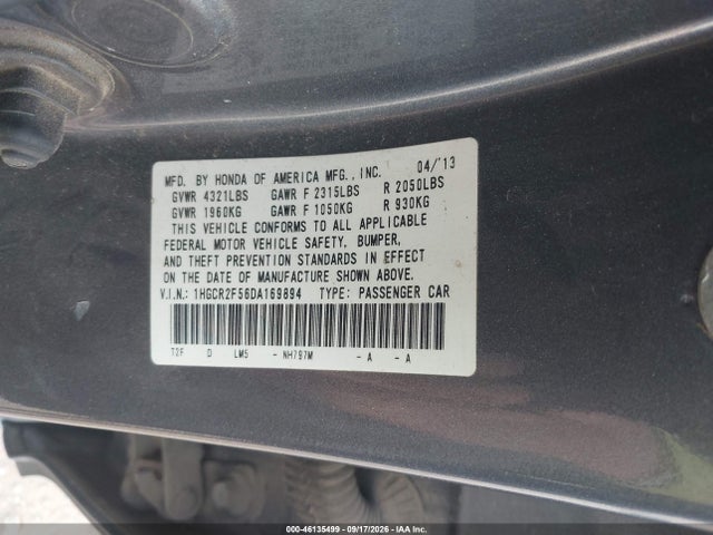2013 Honda Accord Sport მანქანა იყიდება აუქციონზე, vin: 1HGCR2F56DA169894, აუქციონის ნომერი: 46135499
