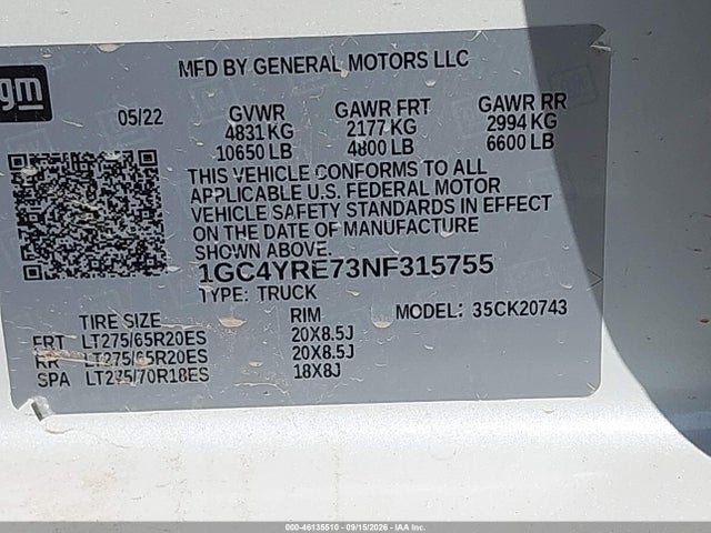 Chevrolet SILVERADO 2500HD 2022 1GC4YRE73NF315755 Image 8