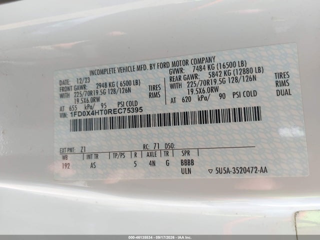 1FD0X4HT0REC75395 Ford F-450 Chassis Xl
