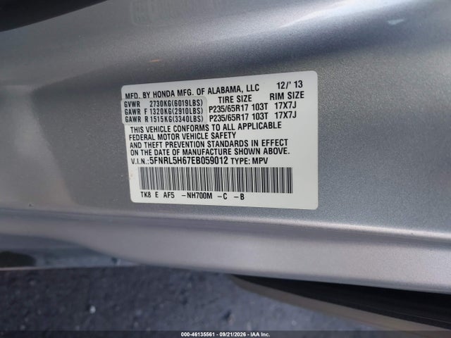 Honda Odyssey Ex-l 2014 5FNRL5H67EB059012 Image 9