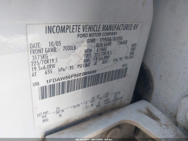 Продаж на аукціоні авто 2006 Ford F-550 Chassis Lariat/xl/xlt, vin: 1FDAW56P56EB89806, номер лоту: 46135631