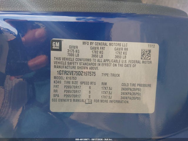 Продаж на аукціоні авто 2013 Gmc Sierra 1500 Sle, vin: 1GTR2VE75DZ197575, номер лоту: 46135671