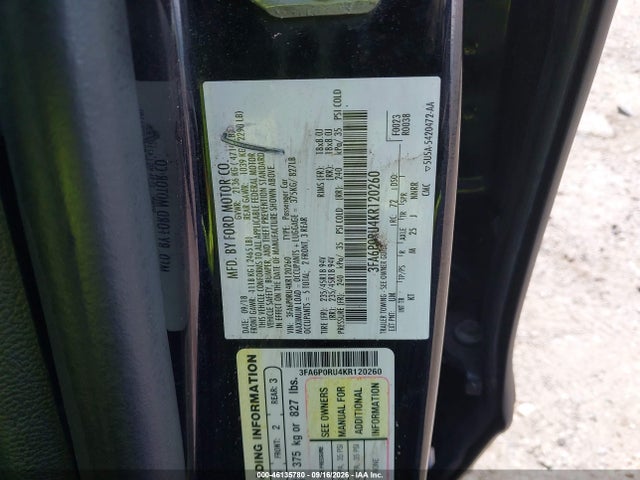 Auction sale of the 2019 Ford Fusion Hybrid Titanium, vin: 3FA6P0RU4KR120260, lot number: 46135780