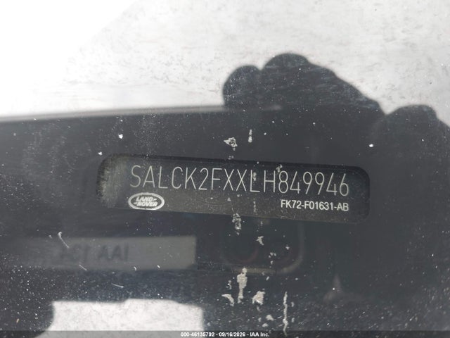 Продажа на аукционе авто 2020 Land Rover Discovery Sport Standard, vin: SALCK2FXXLH849946, номер лота: 46135792