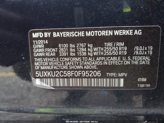 Aukcja sprzedaży 2015 Bmw X6 Xdrive35i, vin: 5UXKU2C58F0F95206, numer aukcji: 46135795