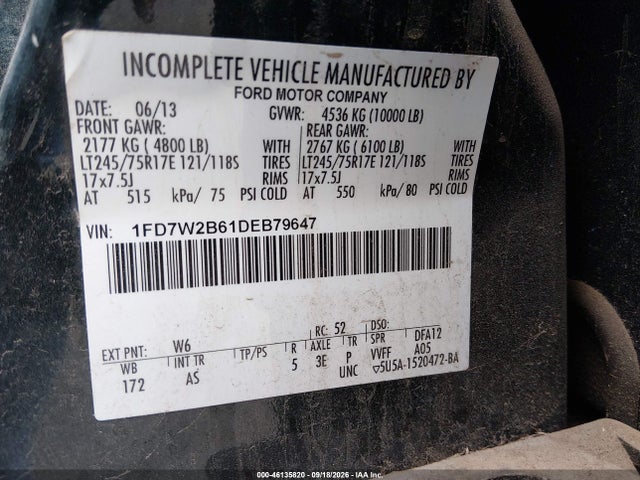 Aukcja sprzedaży 2013 Ford F-250 Xl, vin: 1FD7W2B61DEB79647, numer aukcji: 46135820
