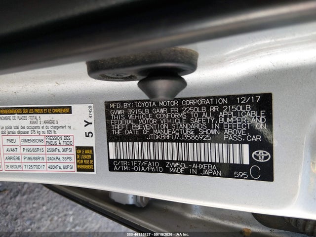 Toyota Prius Two 2018 JTDKBRFU7J3586925 Image 9