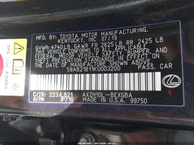 Lexus Es 300h Luxury 2019 58AB21B11KU003200 Image 9