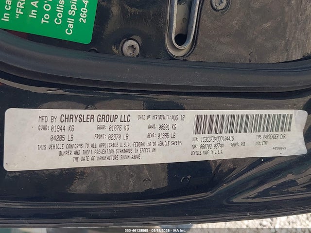 2013 Dodge Dart Sxt მანქანა იყიდება აუქციონზე, vin: 1C3CDFBA3DD104415, აუქციონის ნომერი: 46135869