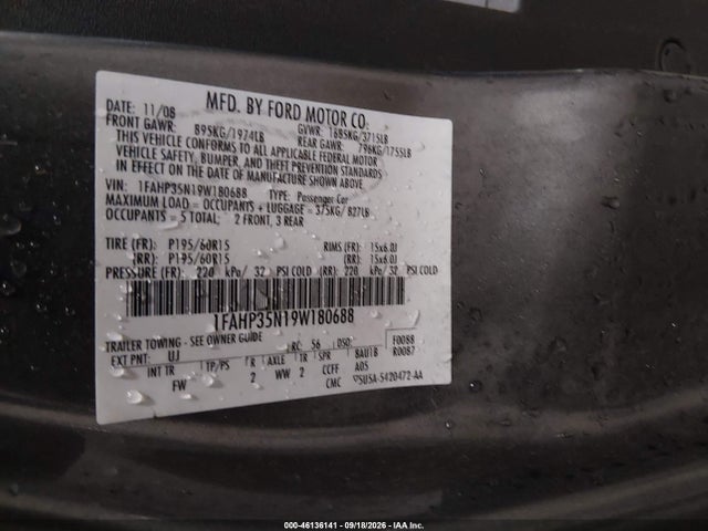 Продаж на аукціоні авто 2009 Ford Focus Se, vin: 1FAHP35N19W180688, номер лоту: 46136141