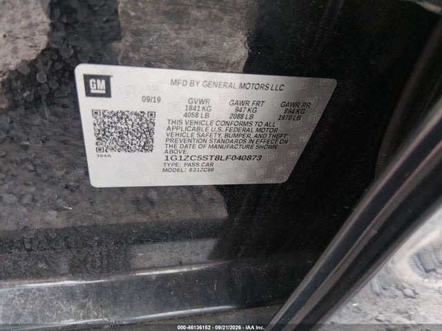 46136152 :رقم المزاد ، 1G1ZC5ST8LF040873 vin ، 2020 Chevrolet Malibu Fwd 1fl مزاد بيع
