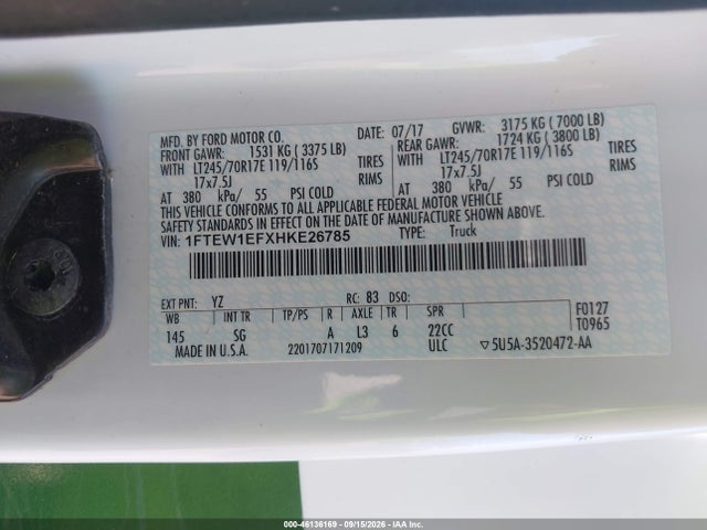 Ford F-150 Xl 2017 1FTEW1EFXHKE26785 Image 9