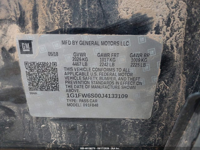46136278 :رقم المزاد ، 1G1FW6S00J4133109 vin ، 2018 Chevrolet Bolt Ev Lt مزاد بيع