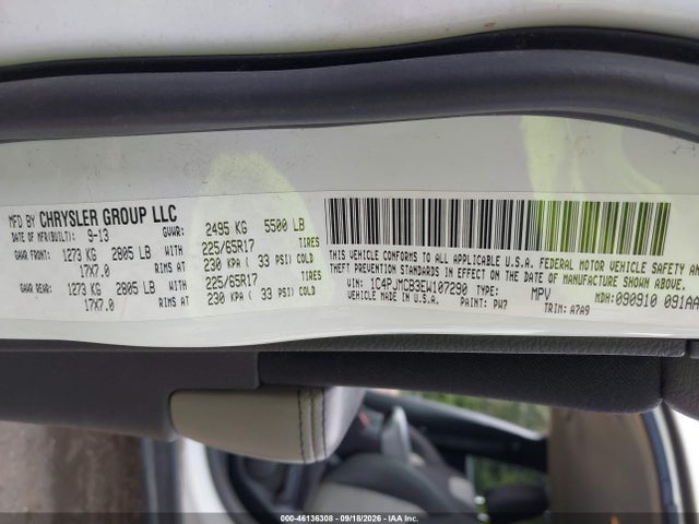 46136308 :رقم المزاد ، 1C4PJMCB3EW107290 vin ، 2014 Jeep Cherokee Latitude مزاد بيع