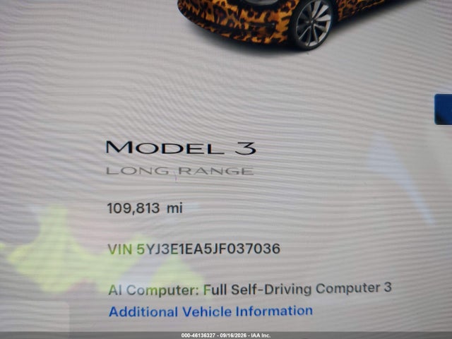 5YJ3E1EA5JF037036 Tesla Model 3 Long Range/mid Range