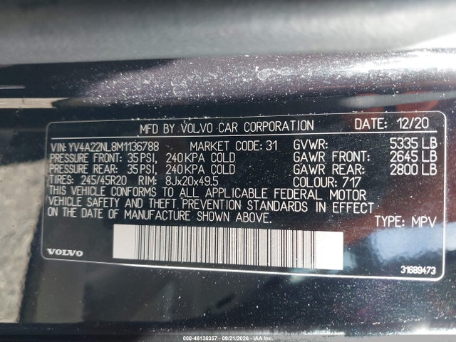 Продажа на аукционе авто 2021 Volvo V90 Cross Country T6 Inscription, vin: YV4A22NL8M1136788, номер лота: 46136357