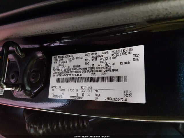 Aukcja sprzedaży 2015 Ford F-150 Xlt, vin: 1FTEW1CP7FKE64631, numer aukcji: 46136399