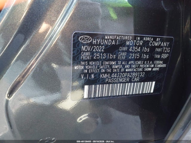 Продаж на аукціоні авто 2023 Hyundai Sonata Sel Plus, vin: KMHL44J20PA289132, номер лоту: 46136400
