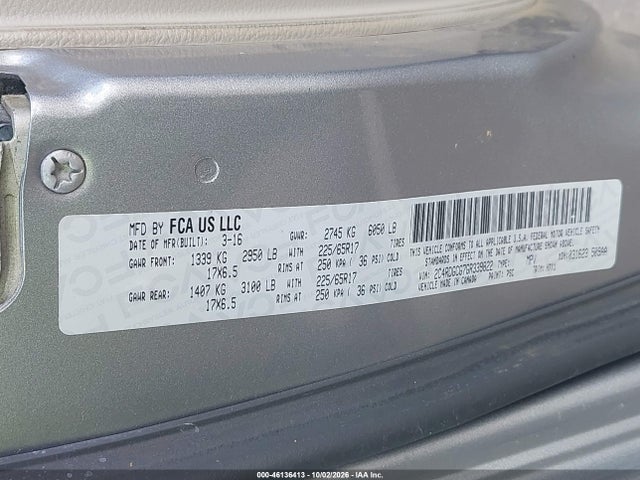 Продаж на аукціоні авто 2016 Dodge Grand Caravan Sxt, vin: 2C4RDGCG7GR339822, номер лоту: 46136413