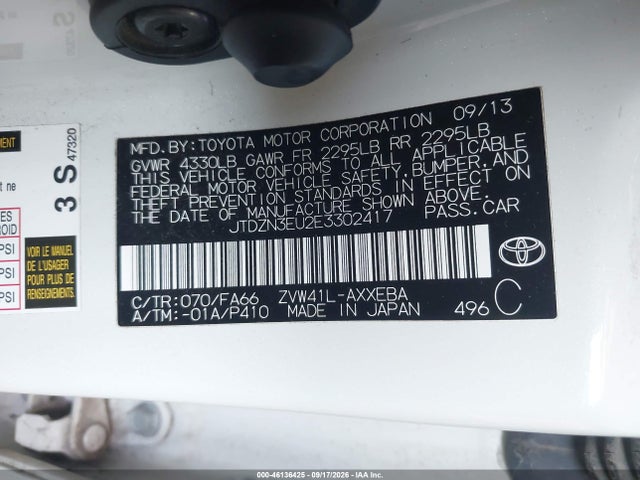 Auction sale of the 2014 Toyota Prius V Two, vin: JTDZN3EU2E3302417, lot number: 46136425