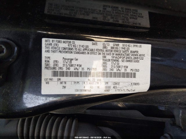 Продажа на аукционе авто 2013 Ford Focus Se, vin: 1FADP3F29DL285122, номер лота: 46136442
