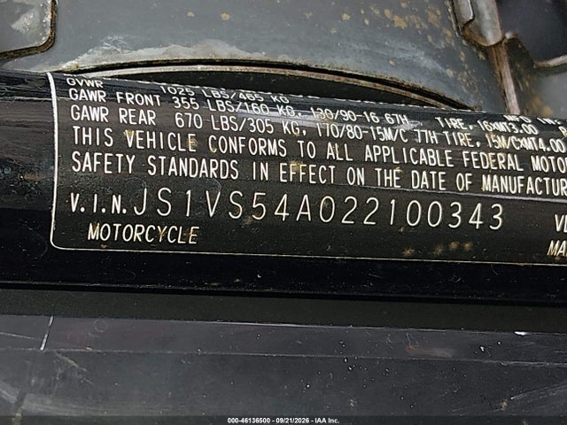 Продаж на аукціоні авто 2002 Suzuki Vl800, vin: JS1VS54A022100343, номер лоту: 46136500