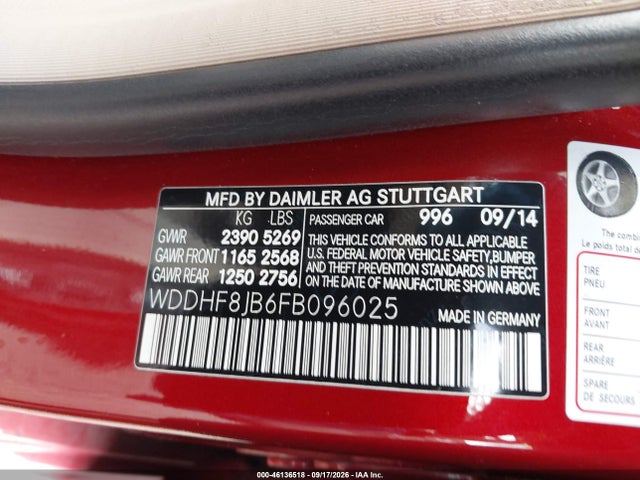 46136518 :رقم المزاد ، WDDHF8JB6FB096025 vin ، 2015 Mercedes-benz E 350 4matic مزاد بيع