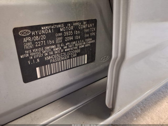 Aukcja sprzedaży 2020 Hyundai Ioniq Hybrid Blue, vin: KMHC65LC3LU220966, numer aukcji: 46136531