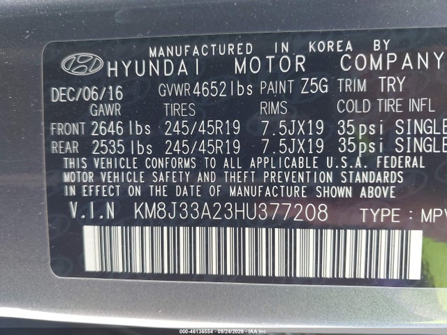 Hyundai Tucson Limited 2017 KM8J33A23HU377208 Image 9