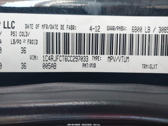 Продаж на аукціоні авто 2012 Jeep Grand Cherokee Overland, vin: 1C4RJFCT6CC297033, номер лоту: 46136559