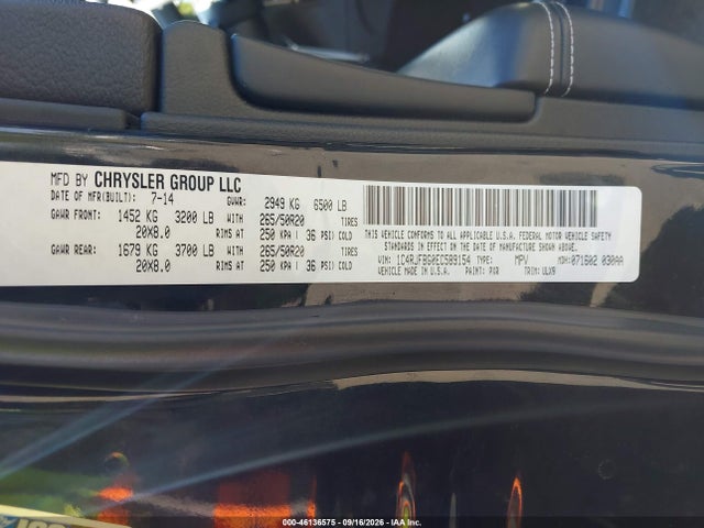 Продаж на аукціоні авто 2014 Jeep Grand Cherokee Limited, vin: 1C4RJFBG0EC589154, номер лоту: 46136575