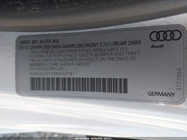 Aukcja sprzedaży 2013 Audi A7 3.0t Premium, vin: WAU2GAFC5DN052161, numer aukcji: 46136579