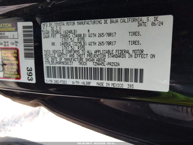 Aukcja sprzedaży 2024 Toyota Tacoma Trd Off Road, vin: 3TMLB5JN9RM030137, numer aukcji: 46136613