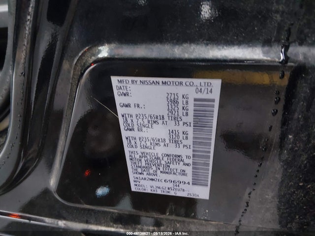 Продаж на аукціоні авто 2014 Nissan Pathfinder Sl, vin: 5N1AR2MM2EC696994, номер лоту: 46136621
