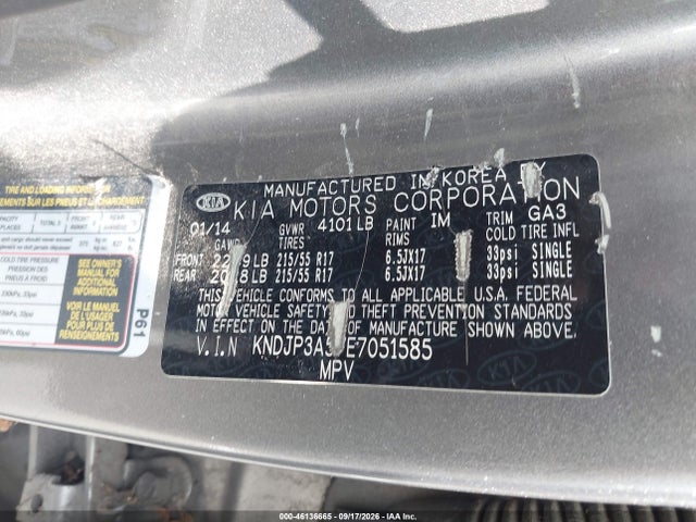 Aukcja sprzedaży 2014 Kia Soul +, vin: KNDJP3A57E7051585, numer aukcji: 46136665