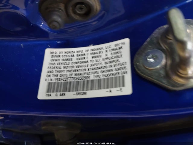 46136754 :رقم المزاد ، 19XFC2F77GE032589 vin ، 2016 Honda Civic Ex مزاد بيع