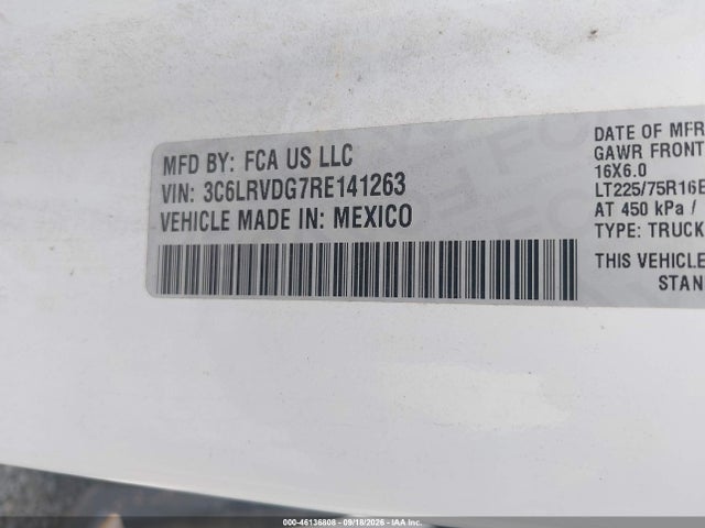 Продажа на аукционе авто 2024 Ram Promaster 2500 Tradesman High Roof 159 Wb W/pass Seat, vin: 3C6LRVDG7RE141263, номер лота: 46136808