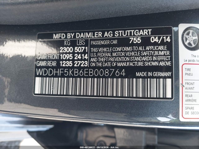 46136822 :رقم المزاد ، WDDHF5KB6EB008764 vin ، 2014 Mercedes-benz E 350 مزاد بيع