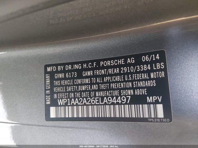 Продаж на аукціоні авто 2014 Porsche Cayenne Platinum Edition, vin: WP1AA2A26ELA94497, номер лоту: 46136894