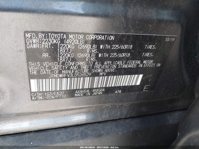 Aukcja sprzedaży 2020 Toyota Rav4 Hybrid Limited, vin: JTMDWRFV3LD526529, numer aukcji: 46136930