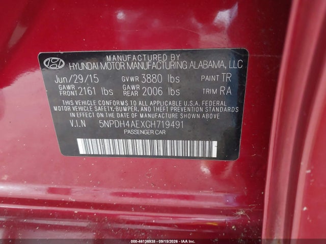 Продажа на аукционе авто 2016 Hyundai Elantra Se, vin: 5NPDH4AEXGH719491, номер лота: 46136938
